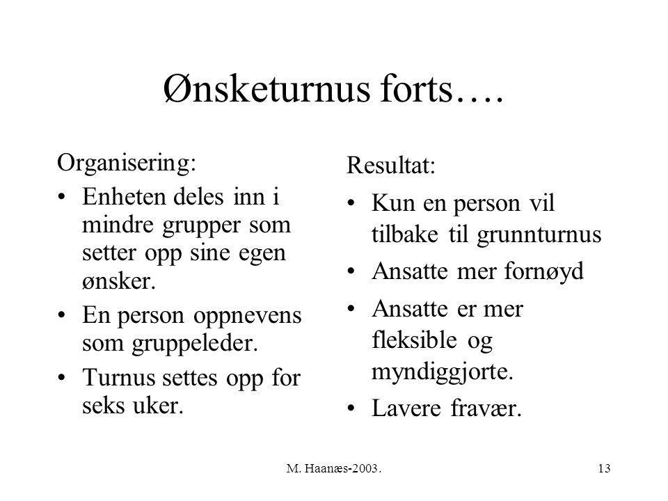 M. Haanæs Ønsketurnus forts….