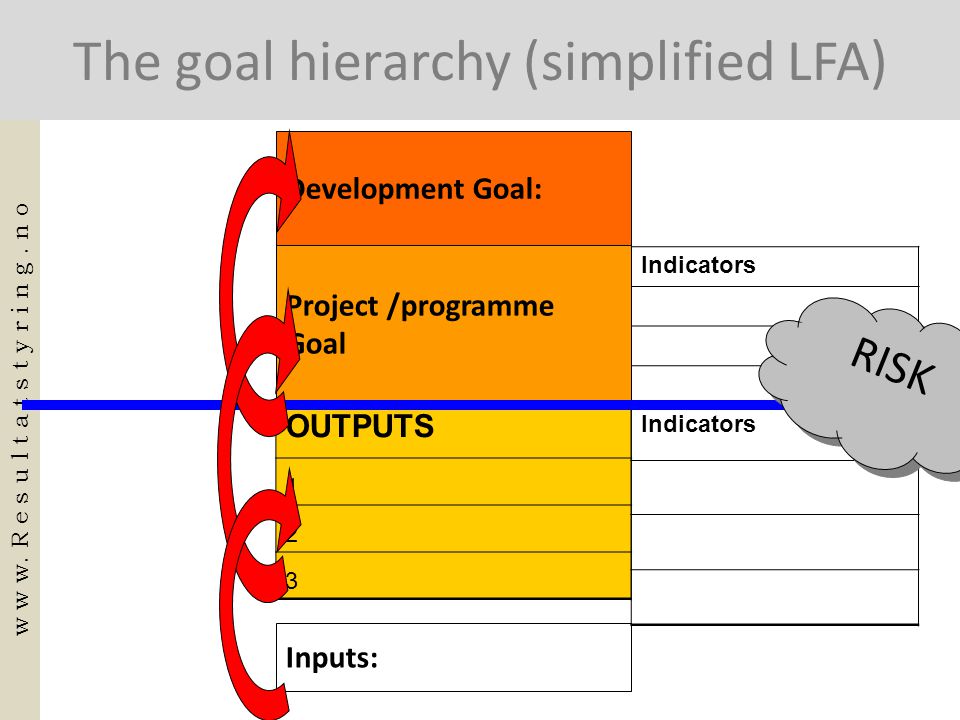 The goal hierarchy (simplified LFA) w w w. R e s u l t a t s t y r i n g.